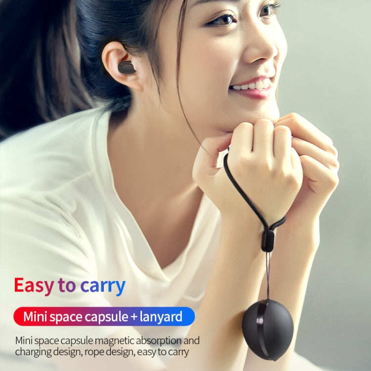 Écouteurs Bluetooth sans fil A10 TWS en forme de capsule spatiale avec boîtier de chargement magnétique et cordon, prise en charge des appels HD et couplage automatique Bluetooth, noir, noir et blanc, blanc, blanc et noir